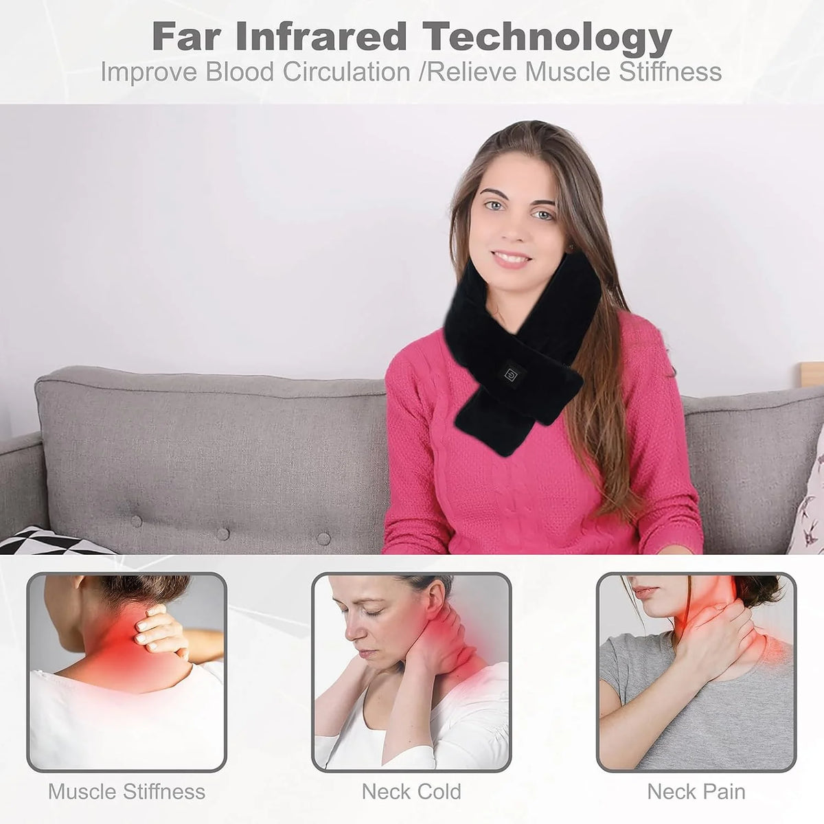 Heated Neck Wrap, Cordless Heating Pad with 5000Mah Power Bank