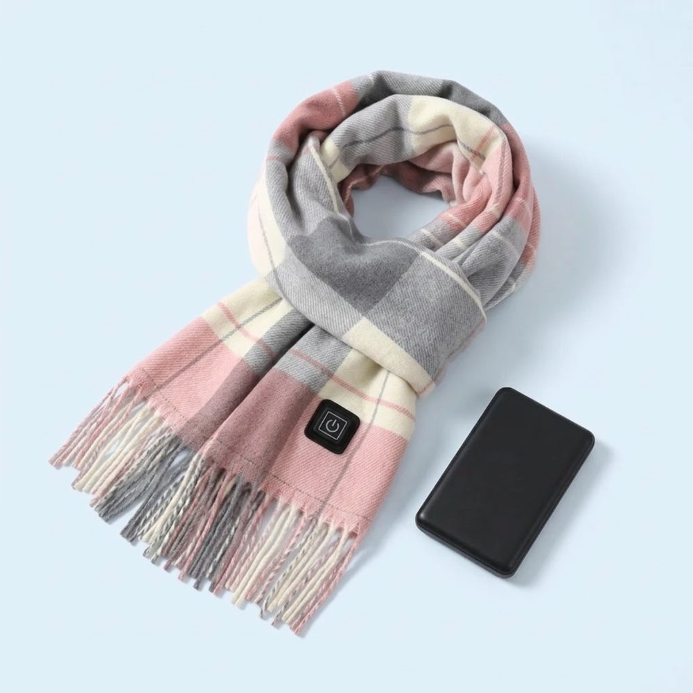 Caldra rechargeable plaid heated scarf with power bank