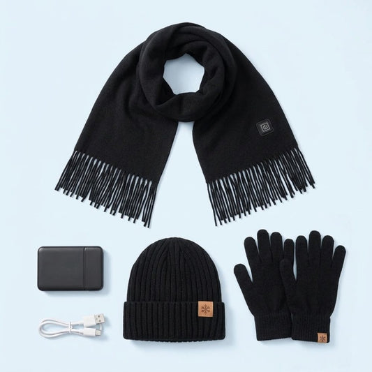 Caldra heated scarf, beanie and gloves set with power bank