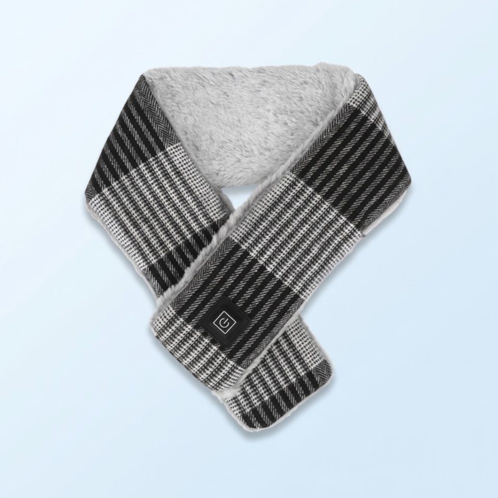 Caldra USB heated neck scarf, check pattern with fleece lining