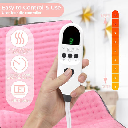Heating Pad for Back, 17"×33" Electric Heating Pad for Women, Men