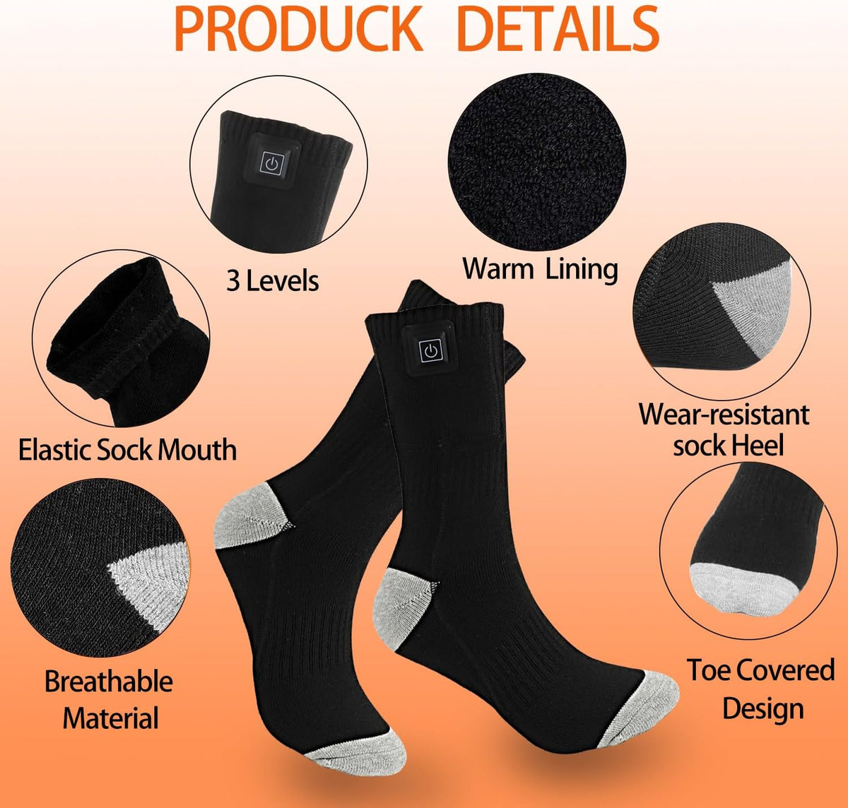 Heated Socks for Men Women, Battery Heated Socks, Electric Heated Socks Washable Winter Warm Socks for Outdoors Work Fishing Hunting Skiing Cycling Hiking Camping