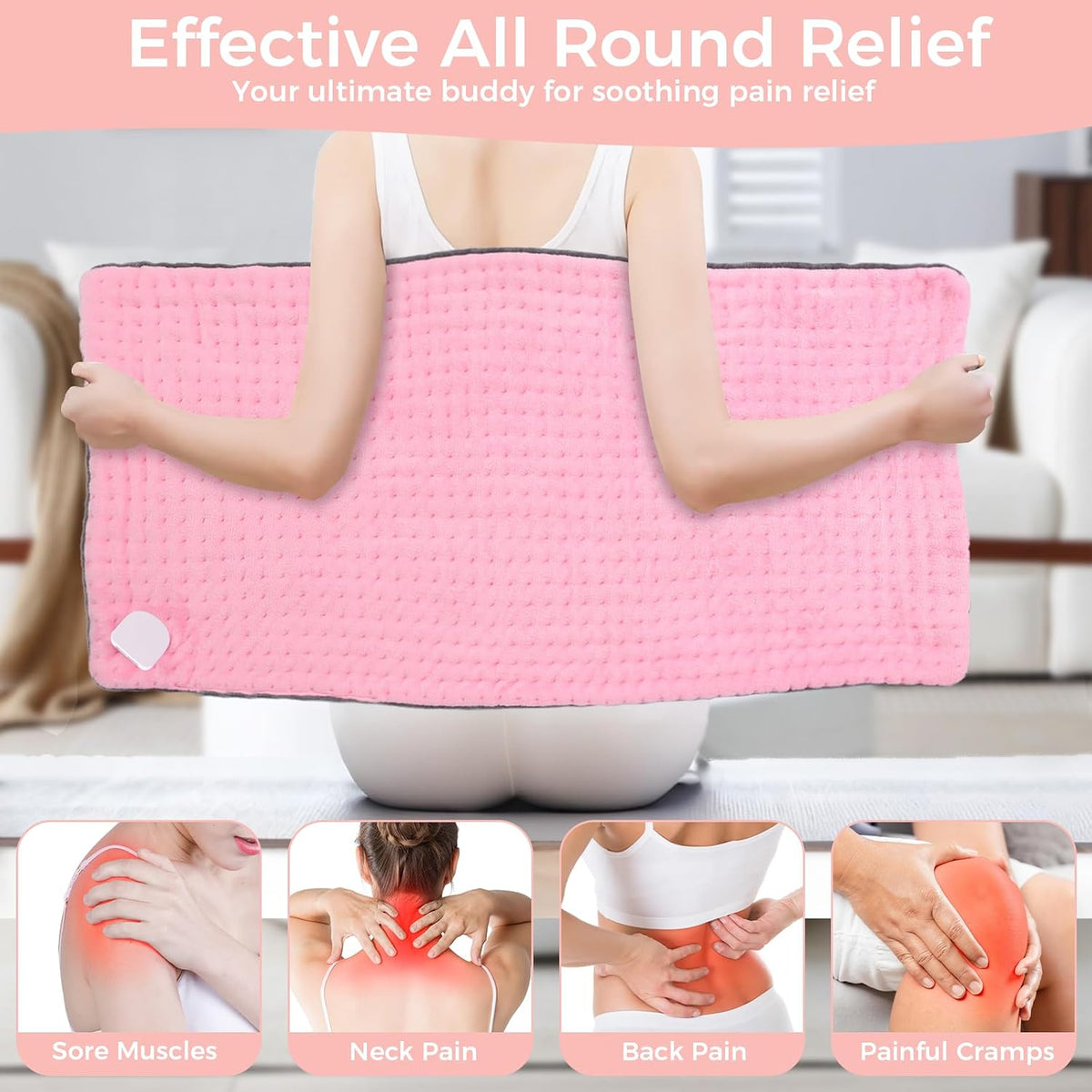 Heating Pad for Back, 17"×33" Electric Heating Pad for Women, Men