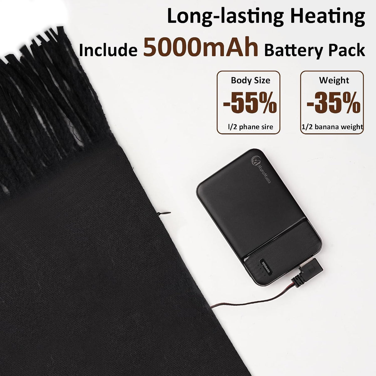 3Pcs Heated Scarf Hat Gloves Set for Women Men 5000Mah Battery