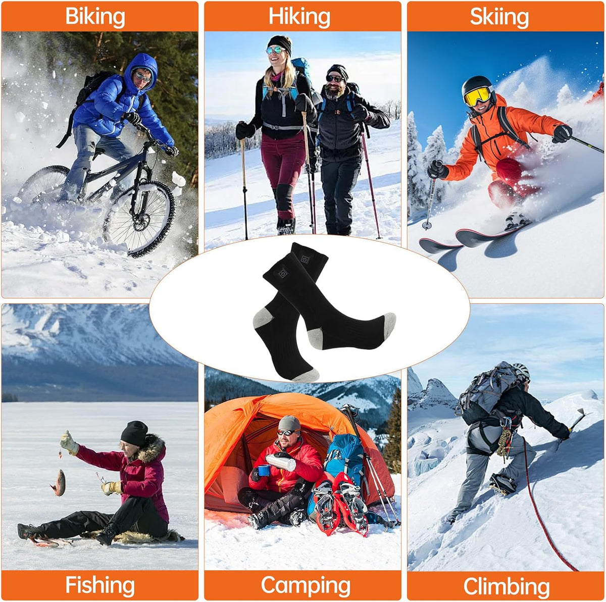 Heated Socks for Men Women, Battery Heated Socks, Electric Heated Socks Washable Winter Warm Socks for Outdoors Work Fishing Hunting Skiing Cycling Hiking Camping