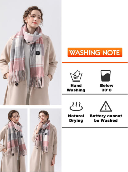 Heated Scarf for Women Rechargeable, Electric Heating Scarf Neck Warmer with 5000Mah Battery 3 Levels Temperatures Control for Cold Weather(Pink)