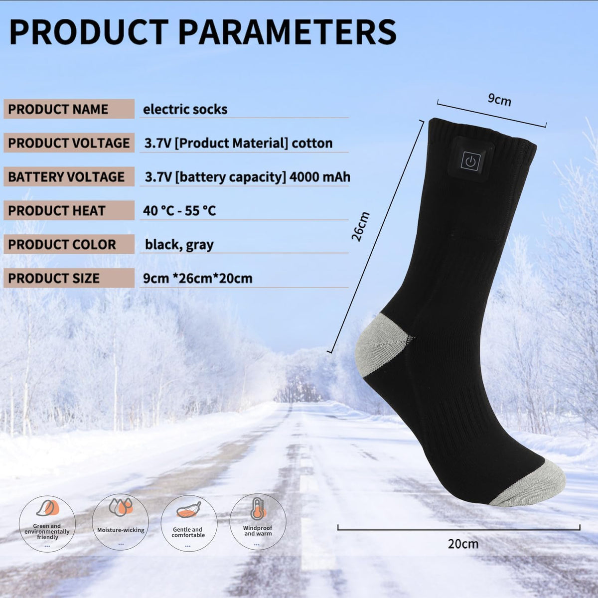 Heated Socks for Men Women, Battery Heated Socks, Electric Heated Socks Washable Winter Warm Socks for Outdoors Work Fishing Hunting Skiing Cycling Hiking Camping