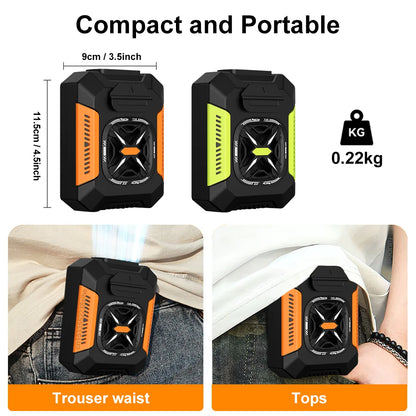 Waist Fan Portable Personal Waist Fan Clip on Belt 5000Mah Rechargeable 3 Speeds with LED Light for Outdoor Capming Travel