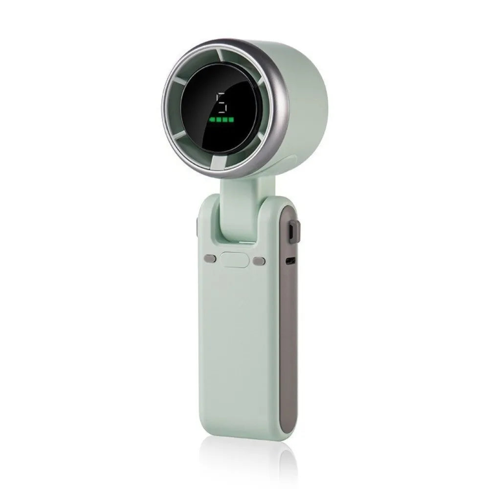 NEW Handheld Turbo Fan Wearable Personal Desk Fan Small Mini Fan with Smart Digital Display Folding