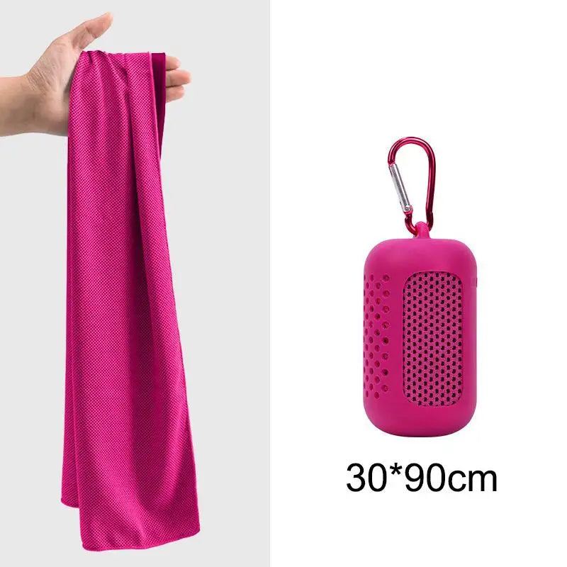 Cooling towel in use outdoors in summer heat