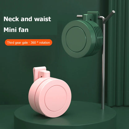 Mini Clip Fan Hanging Waist Neck Fan Girl Electric Air Cooling Fan 900Mah USB Leafless Fan 3 Speeds Portable Cooler Air