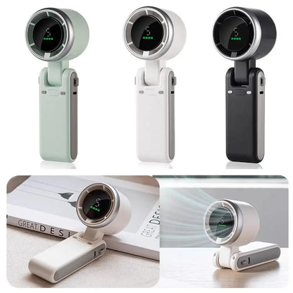 NEW Handheld Turbo Fan Wearable Personal Desk Fan Small Mini Fan with Smart Digital Display Folding
