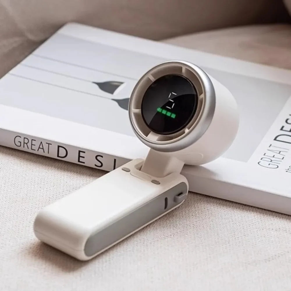 NEW Handheld Turbo Fan Wearable Personal Desk Fan Small Mini Fan with Smart Digital Display Folding