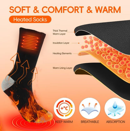 Heated Socks for Men Women, Battery Heated Socks, Electric Heated Socks Washable Winter Warm Socks for Outdoors Work Fishing Hunting Skiing Cycling Hiking Camping