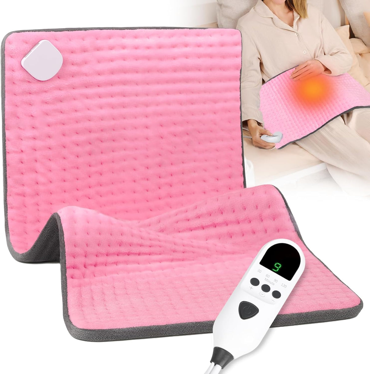 Heating Pad for Back, 17"×33" Electric Heating Pad for Women, Men